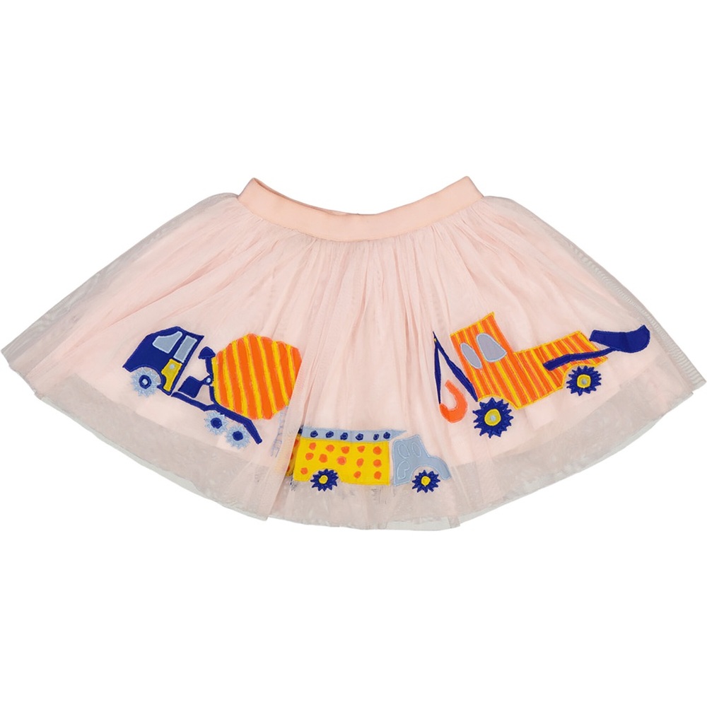 Piccolina Toddler Tulle Appliqué Tutu Skirt with Construction Trucks